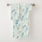 Groene witte bladeren bad handdoek (Insitu)