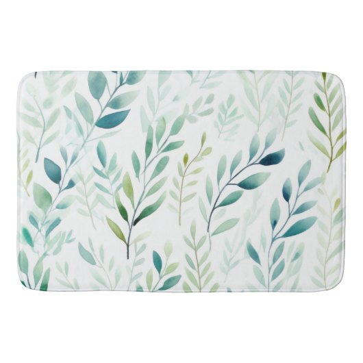 Groene witte bladeren badmat (Voorkant)