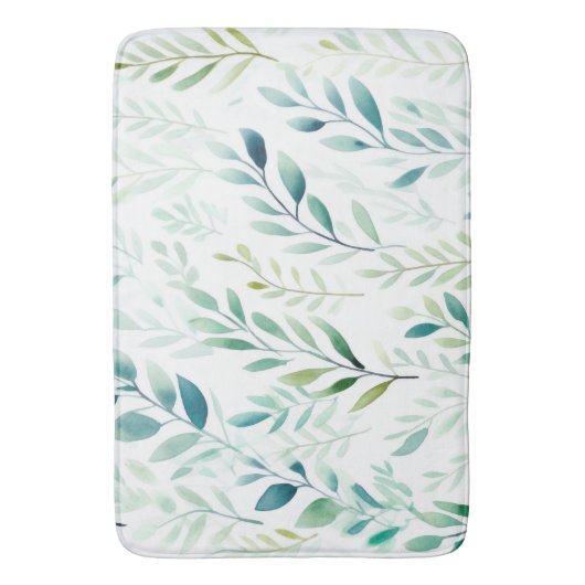 Groene witte bladeren badmat (Voorkant Verticaal)
