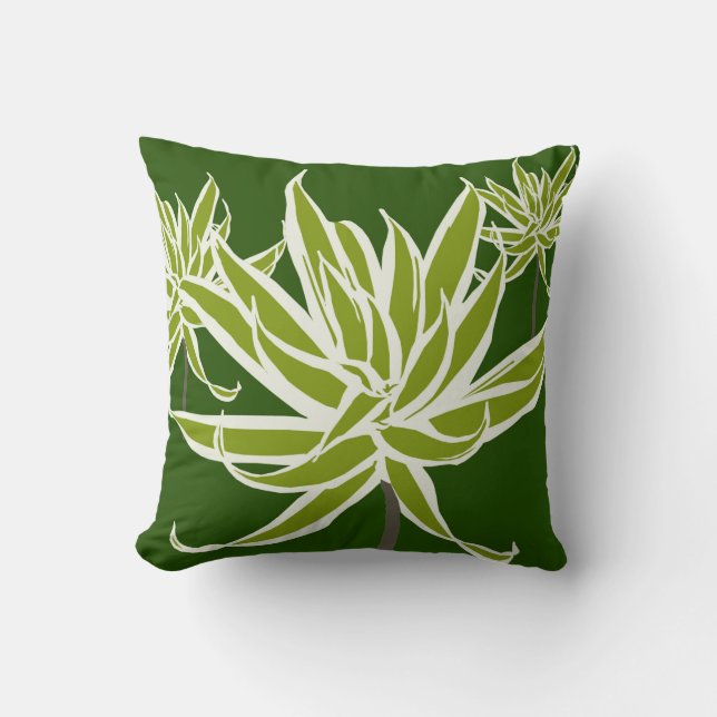 Groene witte bladeren Decor#13b Modern Sierkussen (Voorkant)