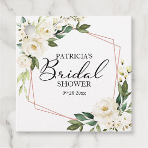 Groene Witte Bloemen Geometrische Bruiloftsdouche  Bedankjes Labels