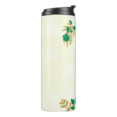 groene witte bloemen goud botanisch thermosbeker (Gedraaid links)