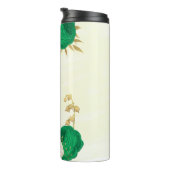 groene witte bloemen goud botanisch thermosbeker (Geroteerd rechts)