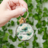 Groene witte bloemen sleutelhanger (Hand)