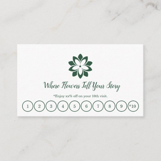  Groene & Witte Bloemist Loyalty Kaart (Voorkant)