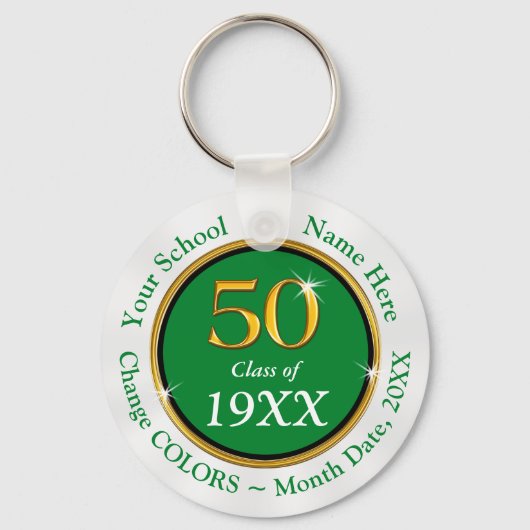Groene witte Cheap Gepersonaliseerde Klasse Reunio Sleutelhanger (Voorkant)