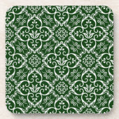 Groene & Witte Damast Kurk Onderzetters (Voorkant)