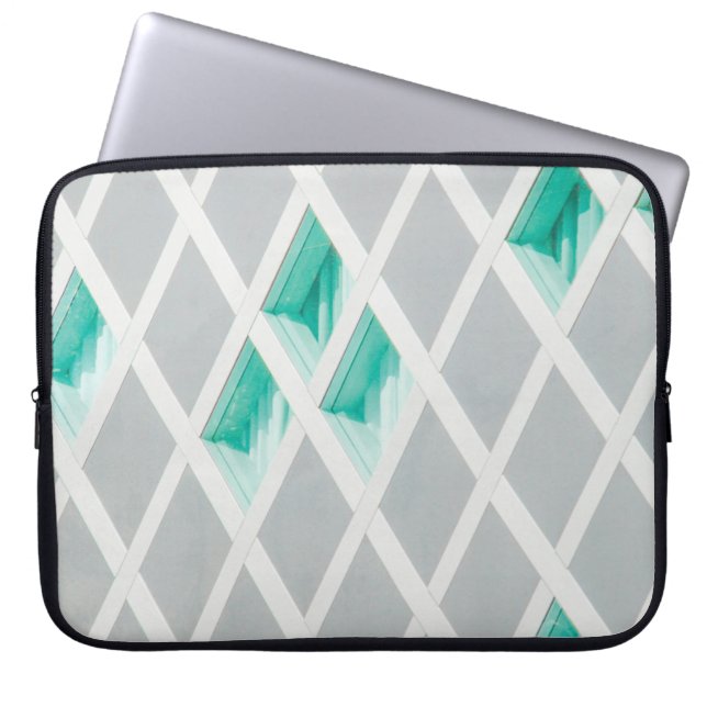 Groene, witte, en grijze illustratie laptop sleeve (Voorkant)