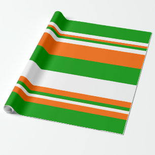 Groene, witte en Oranje strepen Cadeaupapier