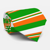Groene, witte en Oranje strepen Stropdas (Opgerold)
