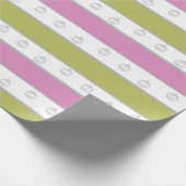 Groene, witte en roze streep met siervoorwerpen cadeaupapier (Hoek)