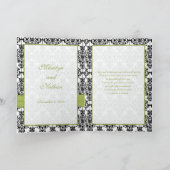 Groene, Witte en Zwarte Damast Bedankkaart (Binnen)