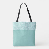 Groene witte Floral Pastel Trendy Monogram Draagtas (Achterkant)