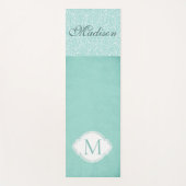 Groene witte Floral Pastel Trendy Monogram Yogamat (Voorkant)
