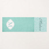 Groene witte Floral Pastel Trendy Monogram Yogamat (Voorkant (horizontaal))