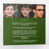 Groene witte Funeral-service golfer op maat foto's Drieluik Programma (Binnenzijde eerst)