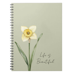 Groene Witte Gele Narcis Bloem Notitieboek