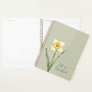 Groene Witte Gele Narcis Bloem Planner