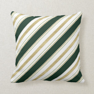 Groene Witte & Gouden Strepen Elegante Chic Worp Kussen