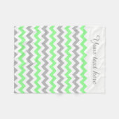 Groene, witte, grijze Chevron Aangepaste Tekstbank Fleece Deken (Voorkant (Horizontaal))
