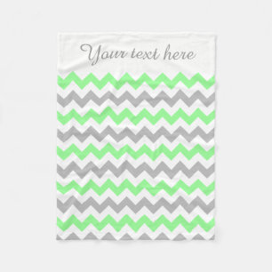 Groene, witte, grijze Chevron Aangepaste Tekstbank Fleece Deken