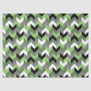 Groene, witte, grijze en zwarte Chevron Arrow Tissuepapier