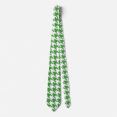 Groene & Witte Houndstooth stropdas (Voorkant)