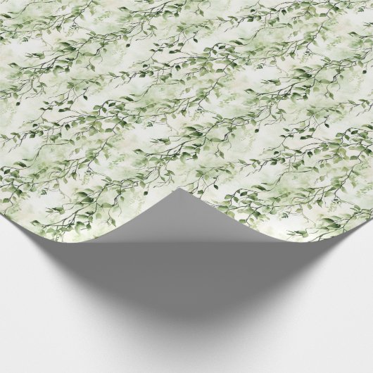 Groene Witte Ivy Bladeren Oerwoud Verjaardag Cadeaupapier (Hoek)