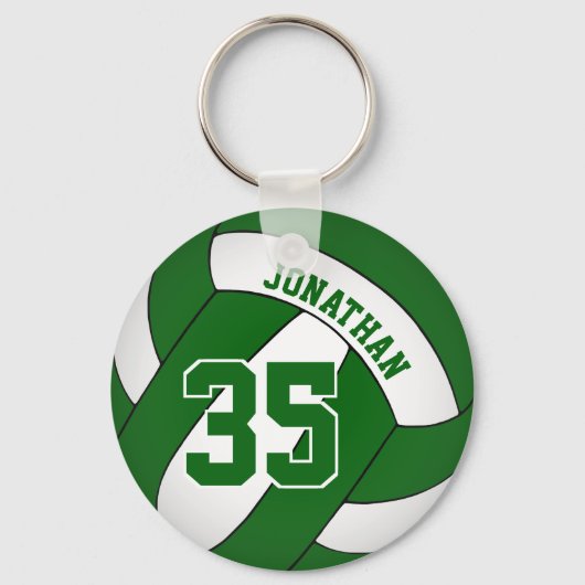 groene witte jongens volleyball , teamkleuren voll sleutelhanger (Voorkant)