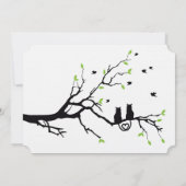 Groene Witte Kat Liefhebbers bruiloft uitnodiging (Achterkant)