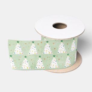 Groene Witte Kerstbomen Watercolor Patroon Lint