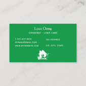 Groene witte maaier voor graszorg visitekaartje (Achterkant)