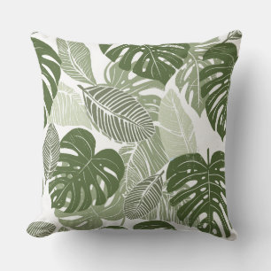 Groene & Witte Palm Bladeren Sierkussen