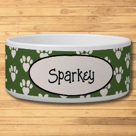 Groene & Witte Pawprints Voerbakje