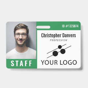 Groene Witte Personeels-ID-foto & Groot Logo Badge
