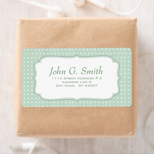 Groene witte polka-dot patroonlabel Sjabloon Etiket (Insitu)