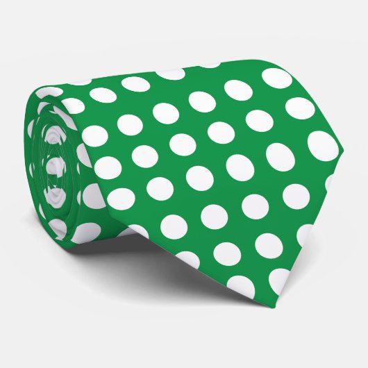 Groene Witte Polka Dot  Retro Stropdas (Opgerold)