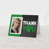 Groene & Witte Poot Print Afstuderen 2 foto vouwen Bedankkaart