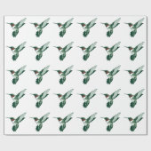 Groene, witte, rode, flappende kolibrie cadeaupapier (Vlak)