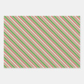 Groene, witte, rode, kerstachtige lijnen inpakpapier vel (Voorkant 2)