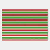 Groene, witte, rode, kerstachtige lijnen inpakpapier vel (Voorkant)