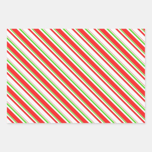 Groene, witte, rode kerststijl Stripes patronen Inpakpapier Vel (Voorkant)