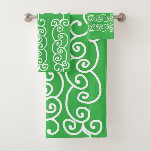 Groene witte rollen van Apple Bad Handdoek (Insitu)