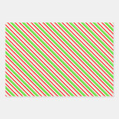 Groene, witte, rood gekleurde kerstlijnen inpakpapier vel (Voorkant 2)