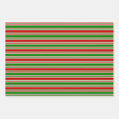 Groene, witte, rood gekleurde kerstlijnen inpakpapier vel (Voorkant 3)