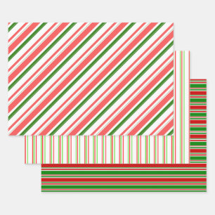 Groene, witte, rood gekleurde kerstlijnen inpakpapier vel
