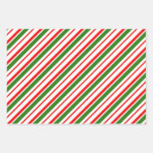 Groene, witte, rood gekleurde kerstlijnen inpakpapier vel (Voorkant 3)