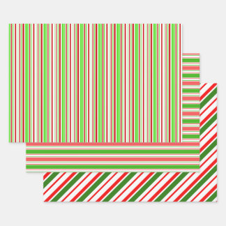 Groene, witte, rood gekleurde kerstlijnen inpakpapier vel