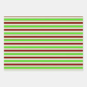 Groene, witte, rood gekleurde kerstlijnen inpakpapier vel (Voorkant 3)
