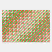 Groene, witte, rood gekleurde kerstlijnen inpakpapier vel (Voorkant 2)